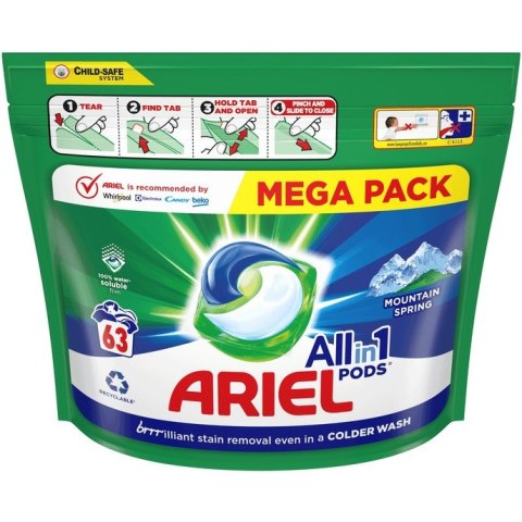 Kapsułki do prania ARIEL ALL IN 1 PODS white (63szt) Kapsułki do prania ARIEL ALL IN 1 PODS white (63szt)