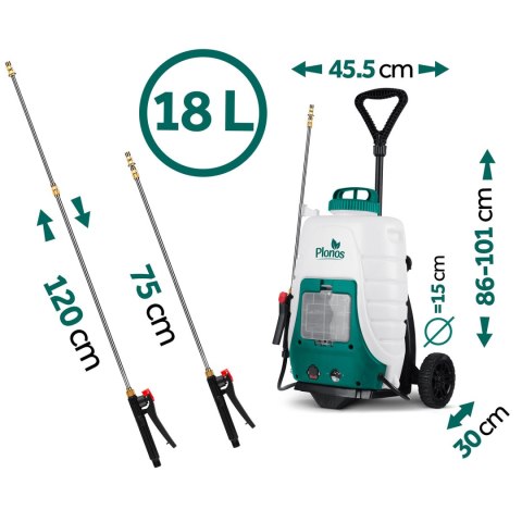 Opryskiwacz akumulatorowy z wózkiem Plonos PL-601 Opryskiwacz akumulatorowy z wózkiem Plonos PL-601