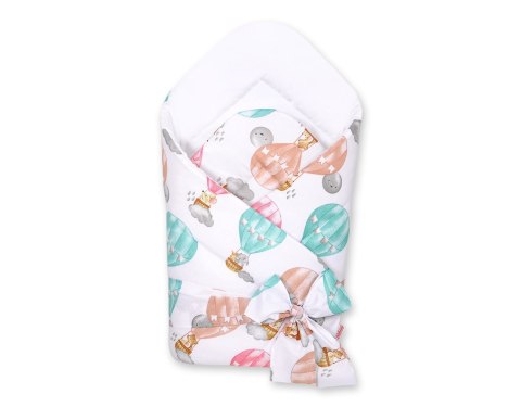 Dwustronny rożek dla niemowląt miękki z wiązaniem- kolorowe baloniki