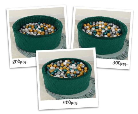 Suchy basen minky H-30 cm z piłkami 300szt. - butelkowa zieleń Suchy basen minky H-30 cm z piłkami 300szt. - butelkowa zieleń