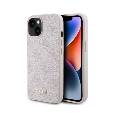 Guess 4G Metal Gold Logo - Etui iPhone 15 (różowy) Guess 4G Metal Gold Logo - Etui iPhone 15 (różowy)