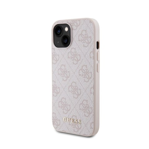 Guess 4G Metal Gold Logo - Etui iPhone 15 (różowy) Guess 4G Metal Gold Logo - Etui iPhone 15 (różowy)