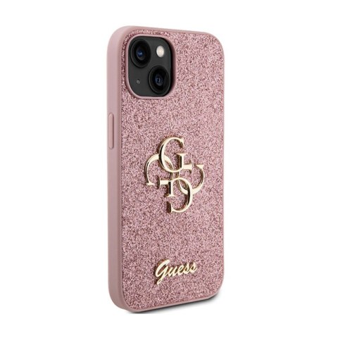 Guess Glitter Script Big 4G - Etui iPhone 15 Plus (różowy) Guess Glitter Script Big 4G - Etui iPhone 15 Plus (różowy)