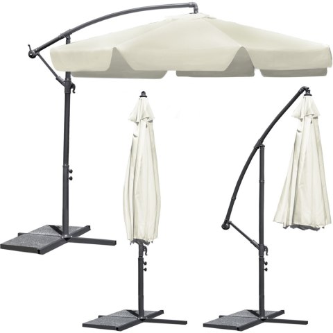 Parasol ogrodowy składany 6 segmentów beżowy 350cm Parasol ogrodowy składany 6 segmentów beżowy 350cm