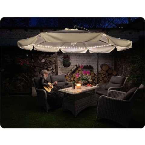 Parasol ogrodowy składany 6 segmentów beżowy 350cm Parasol ogrodowy składany 6 segmentów beżowy 350cm