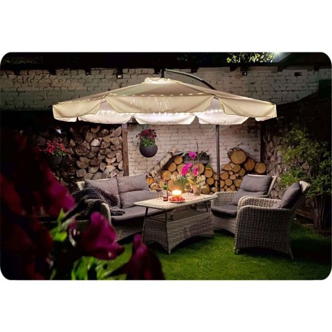 Parasol ogrodowy składany 6 segmentów beżowy 350cm Parasol ogrodowy składany 6 segmentów beżowy 350cm