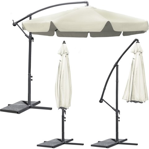 Parasol ogrodowy składany 8 segmentów beżowy 350cm Parasol ogrodowy składany 8 segmentów beżowy 350cm