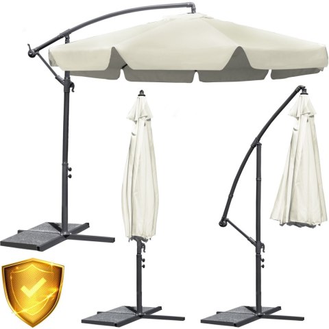 Parasol ogrodowy składany 8 segmentów beżowy 350cm Parasol ogrodowy składany 8 segmentów beżowy 350cm