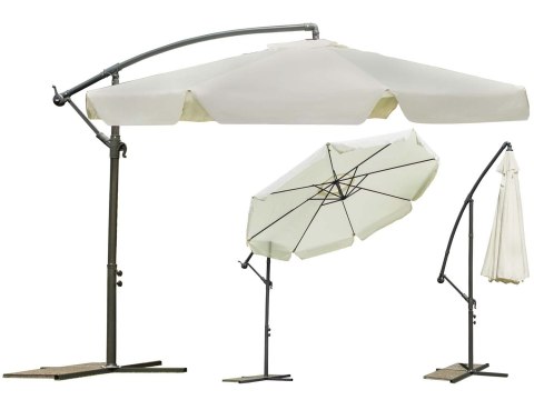 Parasol ogrodowy składany 8 segmentów beżowy 350cm Parasol ogrodowy składany 8 segmentów beżowy 350cm