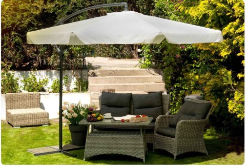 Parasol ogrodowy składany 8 segmentów beżowy 350cm Parasol ogrodowy składany 8 segmentów beżowy 350cm