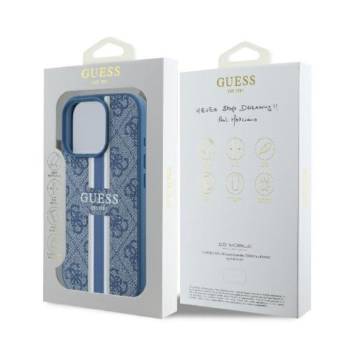 Guess 4G Printed Stripes MagSafe - Etui iPhone 16 Pro (niebieski) Guess 4G Printed Stripes MagSafe - Etui iPhone 16 Pro (niebieski)