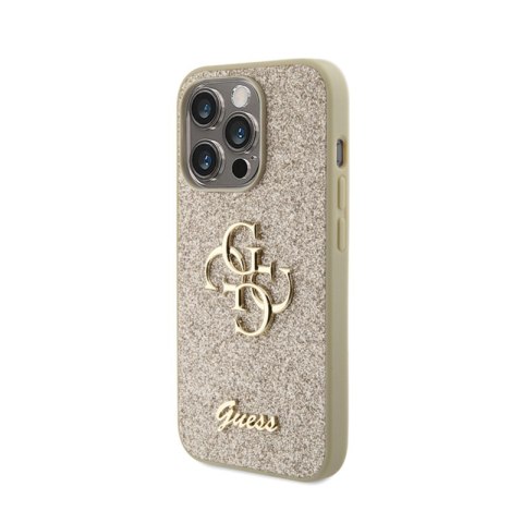 Guess Glitter Script Big 4G - Etui iPhone 15 Pro (złoty) Guess Glitter Script Big 4G - Etui iPhone 15 Pro (złoty)