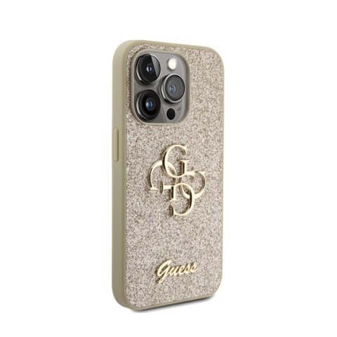 Guess Glitter Script Big 4G - Etui iPhone 15 Pro (złoty) Guess Glitter Script Big 4G - Etui iPhone 15 Pro (złoty)