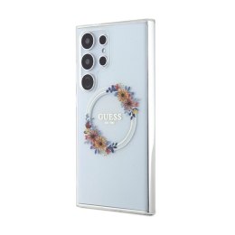 Guess IML Flowers Wreath MagSafe - Etui Samsung Galaxy S24 Ultra (przezroczysty)