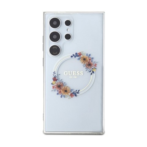 Guess IML Flowers Wreath MagSafe - Etui Samsung Galaxy S24 Ultra (przezroczysty) Guess IML Flowers Wreath MagSafe - Etui Samsung Galaxy S24 Ultra (przezroczysty)