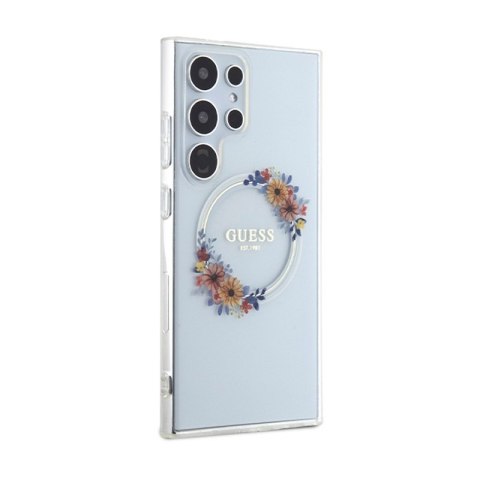 Guess IML Flowers Wreath MagSafe - Etui Samsung Galaxy S24 Ultra (przezroczysty) Guess IML Flowers Wreath MagSafe - Etui Samsung Galaxy S24 Ultra (przezroczysty)