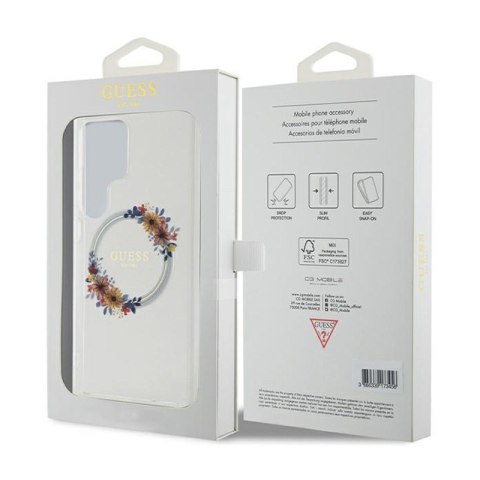 Guess IML Flowers Wreath MagSafe - Etui Samsung Galaxy S24 Ultra (przezroczysty) Guess IML Flowers Wreath MagSafe - Etui Samsung Galaxy S24 Ultra (przezroczysty)