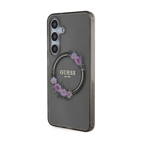 Guess IML Flowers Wreath MagSafe - Etui Samsung Galaxy S24 (czarny) Guess IML Flowers Wreath MagSafe - Etui Samsung Galaxy S24 (czarny)