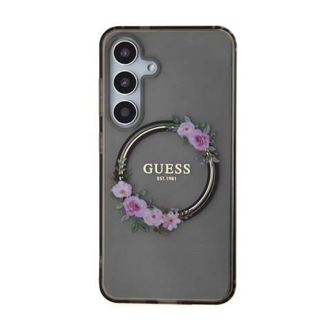 Guess IML Flowers Wreath MagSafe - Etui Samsung Galaxy S24 (czarny) Guess IML Flowers Wreath MagSafe - Etui Samsung Galaxy S24 (czarny)