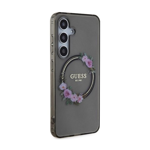 Guess IML Flowers Wreath MagSafe - Etui Samsung Galaxy S24 (czarny) Guess IML Flowers Wreath MagSafe - Etui Samsung Galaxy S24 (czarny)