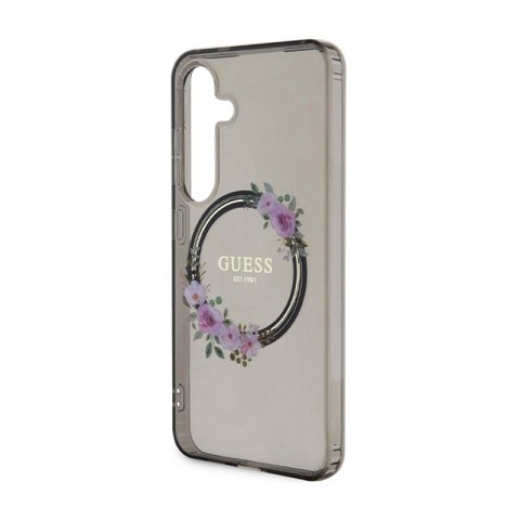 Guess IML Flowers Wreath MagSafe - Etui Samsung Galaxy S24 (czarny) Guess IML Flowers Wreath MagSafe - Etui Samsung Galaxy S24 (czarny)