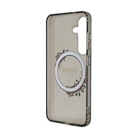 Guess IML Flowers Wreath MagSafe - Etui Samsung Galaxy S24 (czarny) Guess IML Flowers Wreath MagSafe - Etui Samsung Galaxy S24 (czarny)