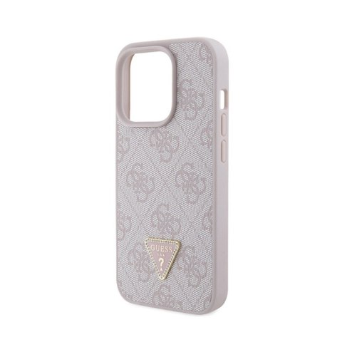 Guess Leather 4G Triangle Strass - Etui iPhone 15 Pro (różowy) Guess Leather 4G Triangle Strass - Etui iPhone 15 Pro (różowy)