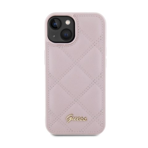 Guess Quilted Metal Logo - Etui iPhone 15 (różowy) Guess Quilted Metal Logo - Etui iPhone 15 (różowy)