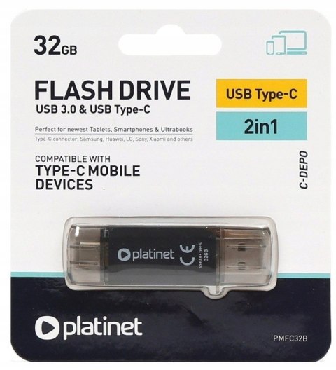Pamięć USB-A/USB-C 32GB PLATINET C-DEPO USB 3.2 (45451) Pamięć USB-A/USB-C 32GB PLATINET C-DEPO USB 3.2 (45451)