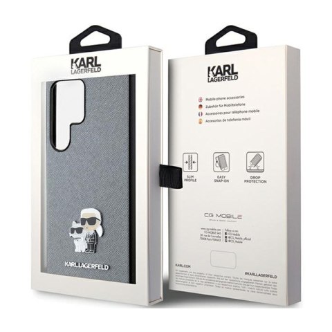 Karl Lagerfeld Saffiano Karl & Choupette Metal Pin - Etui Samsung Galaxy S24 Ultra (szary) Karl Lagerfeld Saffiano Karl & Choupette Metal Pin - Etui Samsung Galaxy S24 Ultra (szary)