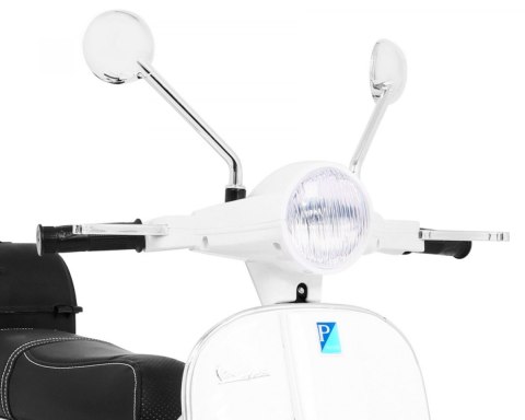 Skuter Vespa elektryczny dla dzieci Biały + Kółka pomocnicze + Audio + Ekoskóra + EVA + Wolny Start Skuter Vespa elektryczny dla dzieci Biały + Kółka pomocnicze + Audio + Ekoskóra + EVA + Wolny Start