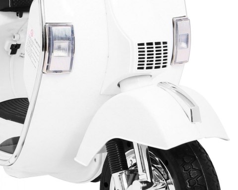 Skuter Vespa elektryczny dla dzieci Biały + Kółka pomocnicze + Audio + Ekoskóra + EVA + Wolny Start Skuter Vespa elektryczny dla dzieci Biały + Kółka pomocnicze + Audio + Ekoskóra + EVA + Wolny Start