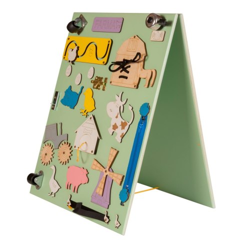 Tablica manipulacyjna drewniana dwustronna farma zielona 28 x 37,5 x 50 cm Tablica manipulacyjna drewniana dwustronna farma zielona 28 x 37,5 x 50 cm