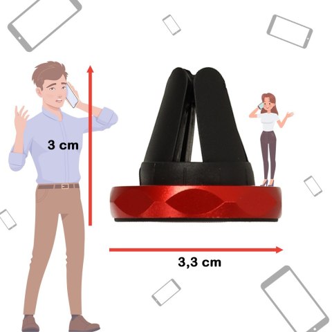 Uchwyt magnetyczny do telefonu holder samochodowy na kratkę wywiew czerwony Uchwyt magnetyczny do telefonu holder samochodowy na kratkę wywiew czerwony