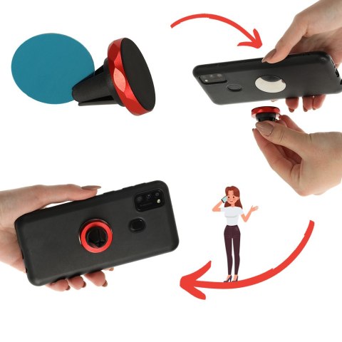 Uchwyt magnetyczny do telefonu holder samochodowy na kratkę wywiew czerwony Uchwyt magnetyczny do telefonu holder samochodowy na kratkę wywiew czerwony