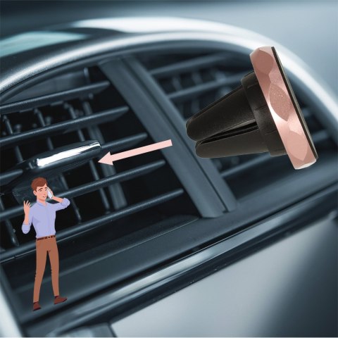 Uchwyt magnetyczny do telefonu holder samochodowy na kratkę wywiew różowy Uchwyt magnetyczny do telefonu holder samochodowy na kratkę wywiew różowy