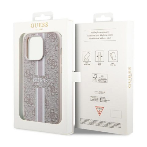 Guess 4G Printed Stripes MagSafe - Etui iPhone 14 Pro Max (Różowy) Guess 4G Printed Stripes MagSafe - Etui iPhone 14 Pro Max (Różowy)