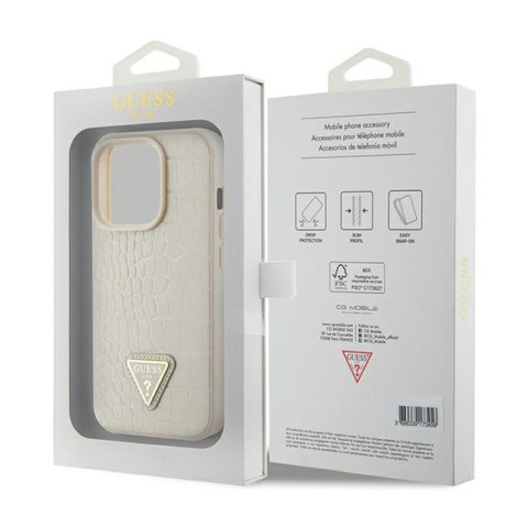 Guess Croco Triangle Metal Logo - Etui iPhone 15 Pro Max (złoty) Guess Croco Triangle Metal Logo - Etui iPhone 15 Pro Max (złoty)