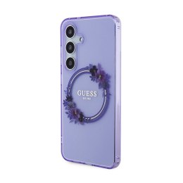 Guess IML Flowers Wreath MagSafe - Etui Samsung Galaxy S24 (fioletowy)