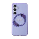 Guess IML Flowers Wreath MagSafe - Etui Samsung Galaxy S24 (fioletowy)
