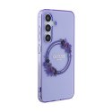 Guess IML Flowers Wreath MagSafe - Etui Samsung Galaxy S24 (fioletowy)