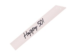 Szarfa Happy 50, pięćdziesiątka - kremowa, 76 cm