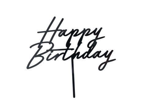 Topper akrylowy na tort „Happy Birthday" - czarny, 16,5 cm Topper akrylowy na tort „Happy Birthday" - czarny, 16,5 cm