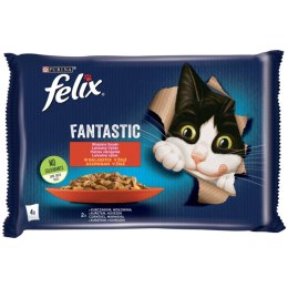 Felix Fantastic Karma dla kotów Wołowina Kurczak w galaretce 4 x 85 g