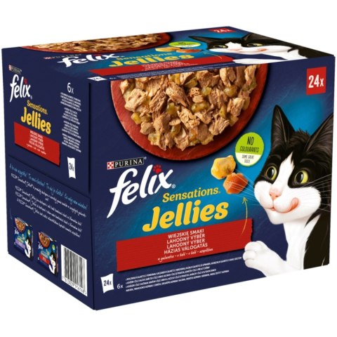 Felix Sensations Jellies Karma dla kotów wiejskie smaki w galaretce 24x85g