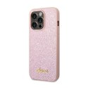 Guess Glitter Flakes Metal Logo Case - Etui iPhone 14 Pro (różowy)