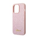 Guess Glitter Flakes Metal Logo Case - Etui iPhone 14 Pro (różowy)