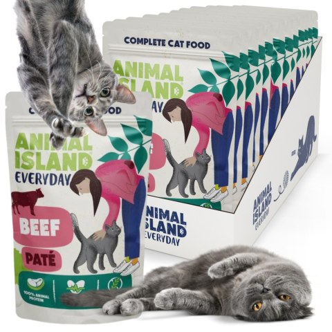 Karma mokra dla kota ANIMAL ISLAND 12x 100g Pasztet z wołowiny EVERYDAY
