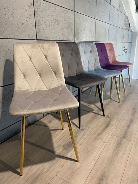 Krzesło tapicerowane BORGO VELVET LIGHT GREY GOLD II GATUNEK Krzesło tapicerowane BORGO VELVET LIGHT GREY GOLD II GATUNEK