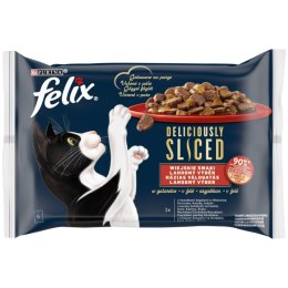 FELIX Deliciously Sliced Wiejskie Smaki mięsne Mokra karma dla kota 4x80 g